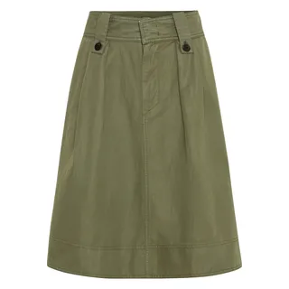 camel active Damen Rock aus leichtem Baumwoll-Leinen Mix Olivgrün, womenswear-36