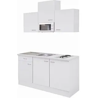 Flex-Well Wito 150 cm Kühlschrank, Mikrowelle, Elektrokochfeld links weiß