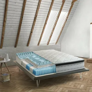Talamo Italia - Einzelmatratze Laila, abnehmbarer Bezug aus Memory Foam+Gel und Taschenfedern, 100 % Made in Italy, milbenhemmend und hypoallergen, 90 x 200 x 27 cm