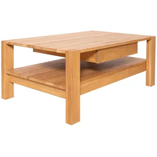 Linea Natura Couchtisch , Wildeiche , Holz , Wildeiche , massiv , 2 Schubladen , rechteckig , eckig , 70x47.5x110 cm , offenes Fach , Holzmöbel, Holztische, Wohnzimmertische Holz, Couchtische Holz