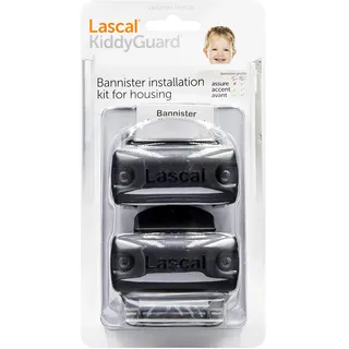 Lascal KiddyGuard Avant/Accent/Assure Rohrhalterung Set für Rollgehäuse, Stangenhalterung für runde oder eckige Geländer bis 50 mm Durchmesser, 2er-Set Rohrschellen, schwarz