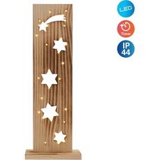 Bild »Sterne, Weihnachtsdeko aus Holz«, Leuchtmittel LED-Board LED fest integriert, Holz-Stehleuchte, Höhe 60 cm, beige