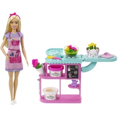 Barbie You Can Be Anything Serie, Florist, Puppe mit blonden Haaren, Knetmasse für Blumen, Accessoires, Geschenk für Kinder, Spielzeug ab 3 Jahre,GTN58