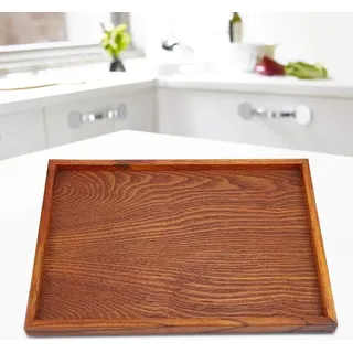 Holzbehälter, Robustes Holz Rechteckiges Geschirr, Tablett, Lebensmittel Obstplatte, Tee, Servierplatte, Snack Bar, Lebensmittelaufbewahrung, Platte, Tischplatte für Restaurant, Zuhause (35 * 24cm)
