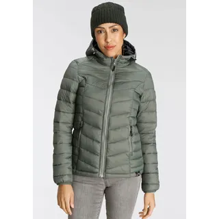 POLARINO Steppjacke mit Kapuze Übergangsjacke für kühle Tage, aus leichtem Webmaterial, grün