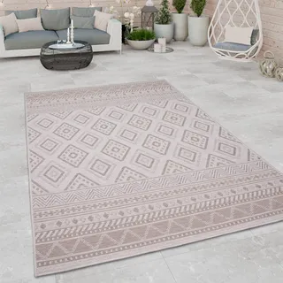 Paco Home Teppich »Vermont 184« rechteckig 4 mm Höhe Flachgewebe, modernes Design mit Rauten, gesteift, Outdoor geeignet, beige