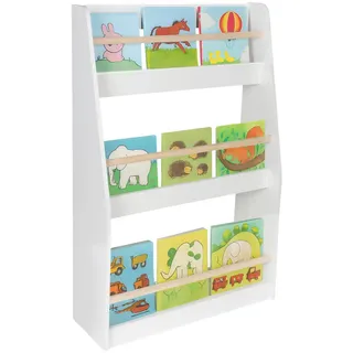 Relaxdays Bücherregal Weiß Natur Kinder 3 Fächer , Holzwerkstoff, Holz , 60x90x20 cm , Babymöbel & Kindermöbel, Babyzimmer, Babyregale & Kinderregale