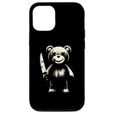 Hülle für iPhone 14 Pro Teddybär hält ein Messer - gruseliges Halloween-Kostüm