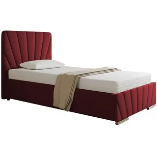 panda möbel Polsterbett RAY - Komfortbett mit Stauraum, Einzelbett, Rot, Holz, Mode, 100x200 cm, Oeko-Tex® Standard 100, Schlafzimmer, Betten, Polsterbetten