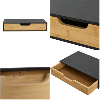 [en.casa] Wandregal 40 x 8 x 24 cm Schwarz