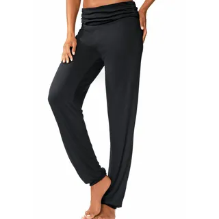 Haremshose BUFFALO, Damen, Gr. 40/42, N-Gr, schwarz, Web, Obermaterial: 100% Viskose, unifarben, bequem lang, Hosen Haremshose, mit gerafftem Umschlagbund, Topseller