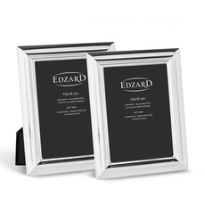 EDZARD 2er Set Fotorahmen Florenz für Foto 13 x 18 cm, edel versilbert, anlaufgeschützt, mit 2 Aufhängern