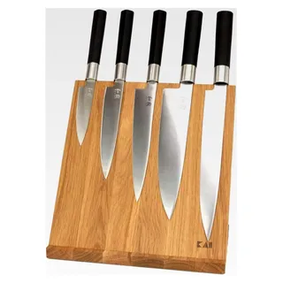 Kai Wasabi Black Messer-Set | 5 ultrascharfe Kai-Messer + Kai Magnet-Messerblock