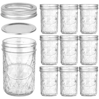 Winter Shore 250 ml Weck Gläser mit Deckel (10er-Pack) - Durchsichtige Mason Jar für Gurken, Gewürze, Marmelade & Joghurt - Silberne Luftdichte Deckel - Gefrierfest, Einmachen, Fermentieren & Einlegen