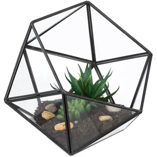 Relaxdays Pflanzenterrarium Glas & Zinn
