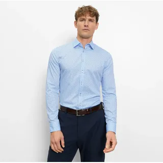 Langarmhemd OLYMP "No. Six", Herren, Gr. 39, N-Gr, bleu, Web, Obermaterial: 100% Baumwolle, sehr schmal normal, 2-Knopf-Manschette, Hemden Langarmhemd, Businesshemd, super slim, Kentkragen