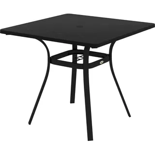 Gartentisch Esstisch Schirmloch Quadratisch Balkontisch 4 Personen Fußpolster Bis 70Kg Terrasse Stahl Schwarz 80X80X76Cm