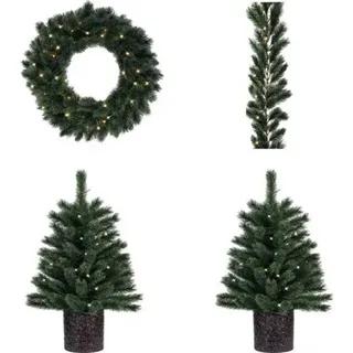 Weihnachts -Set Lafiora Chamonix inkl. Christbaum, Girlande & Kranz grün