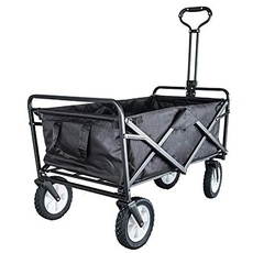 SANHENG Trolley auf Rädern, robuster Gartenwagen, zusammenklappbar, ideal für die Aufbewahrung im Freien, Schwarz