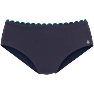 Bikini-Hose LASCANA "Camilla", Damen, Gr. 44, N-Gr, blau (navy, türkis), Polyamid, kontrastfarbene Details, unifarben, Badehosen Bikini-Hose, mit Farbkontrast, Topseller