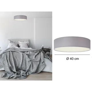 Runde LED Deckenleuchte Ø40 mit grauem Stoffschirm - Lampenschirm Deckenlampen