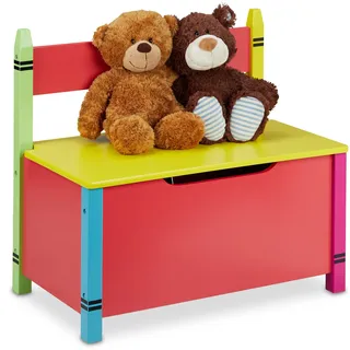 Relaxdays Kindersitzbank mit Stauraum 54,5 x 60 x 35 cm MDF mehrfarbig