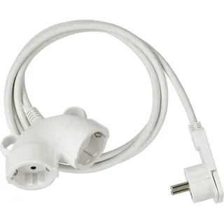 Brennenstuhl Verlängerungskabel mit Doppelkupplung und Winkel-Flachstecker IP20 weiß H05VV-F 3G1,5, 3m (1161820223)