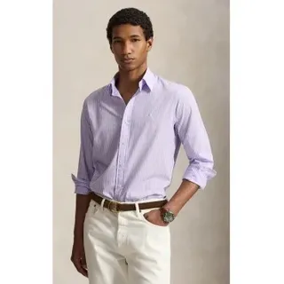 Polo Ralph Lauren für Herren. 710B15595012 Tailliertes Hemd aus Popeline mit lila Streifen (L), Lässig, Flieder, Baumwolle, Langarm