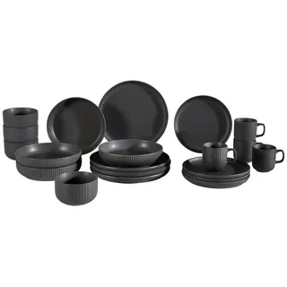 Novel Kombiservice , Schwarz , Keramik , 20-teilig , 240 ml,240 ml,430 ml , Lfgb , Geschirr, Geschirrsets, Kombiservice