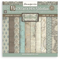 Scrapbooking Small Pad 10 sheets cm 20,3X20,3 (8"X8") Backgrounds Selection - Voyages Fantastiques