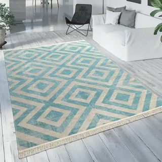 Paco Home Poco 821 Outdoor-Teppich 120 x 170 cm Blau/Weiß