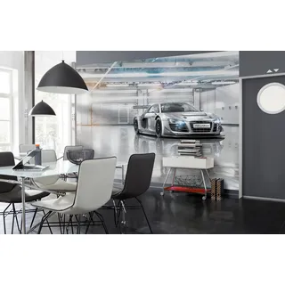 KOMAR Fototapete AUDI R8 LE MANS 368 x 254 cm | Tapete, Wand, Dekoration, Wandbelag, Wandbild, Wanddeko, Rennauto, Garage, Schnell, Auto | 8-957