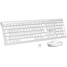 iClever kabellose Tastatur und Maus set, 2.4G kabellose Tastatur und Maus, USB-C wiederaufladbar, Originalgröße, schlanke, dünne und widerstandsfähige Tastatur für Windows 7/8/10, Mac OS