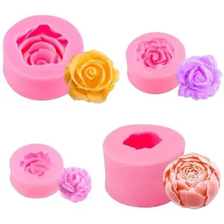 Ibenzoa® 4er-Set 3D Silikon-Blumenformen, lebensmittelecht, flexibel, -40 °C bis 220 °C, spülmaschinenfest – für Fondant, Schokolade, Seife, Epoxidharz