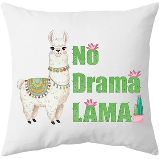 Anicy No Drama Lama Kissenbezug 45x45cm, Lama Geschenk für Frauen, Lustiges Zierkissen mit Alpaka Design, Geburtstagsgeschenk für Frauen, Alpaka Geschenk