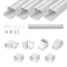 Bild von Mini-Split-Linien-Set, 76,2 mm breit, 4830 mm lang, PVC-dekorative Rohrleitungsabdeckung für Klimaanlage mit 4 geraden Kanälen und vollen Komponenten, lackierbar