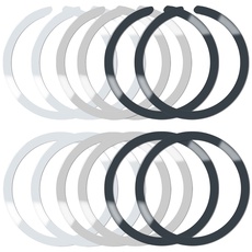 12 Stück magnetischer kabelloser Ladering aus Metall mit Aufkleber, 2 Stile universelles ultradünnes Gekerbtes und rundes Ring-Umbauset Kompatibel mit MagSafe iPhone 12 Pro Mini Max Galaxy S21