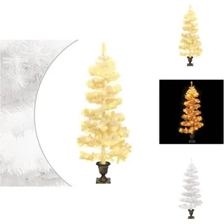 vidaXL Spiral-Weihnachtsbaum mit Beleuchtung und Topf Weiß 120 cm - Weihnachtsbäume - Weiß