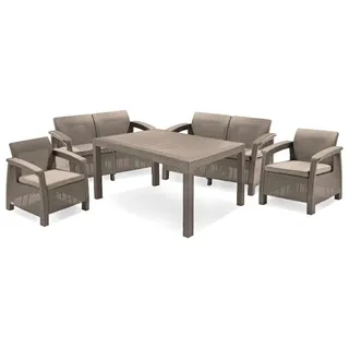 Gartenmöbel Keter Korfu Fiesta Set zwei Doppelsitze + zwei Sessel + Tisch Cappuccino - Hellbraun