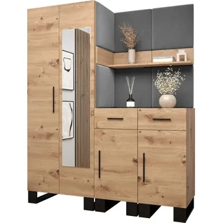 Garderobe ARTIN Set 15 mit gepolsterten Paneelen Industrial Design - Braun