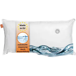 sleepling Orthopädisches Wasserkissen 40x80 cm, Kopfkissen mit anpassbarer Füllmenge, Wasserkopfkissen, Kissen 40 x 80 cm, Nackenstützkissen, 100% Baumwolle, Made in EU, Waschbar bis 40 Grad
