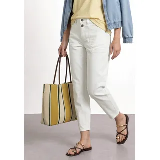 Loose-fit-Jeans STREET ONE "Style Karlie", Damen, Gr. 27, Länge 28, weiß (weiß (länge 28)), Denim/Jeans, Obermaterial: 55% Baumwolle, 21% Polyester, 14% Lyocell, 9% Viskose, 1% sonstige Fasern, unifarben, loose fit 7/8-Länge, Jeans Loose-fit-Jeans, High Waist Barrel Leg Jeans mit Viskose
