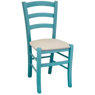 Esszimmerstuhl Venezia Beechholz Türkis Sitz Kunstleder Beige 1 Stk