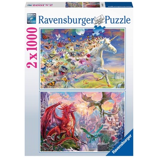 Ravensburger Puzzle 80525 - Einhorn und Drachen - 2x 1000 Teile Puzzle für Erwachsene und Kinder ab 14 Jahren