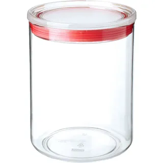 TATAY Vorratsdosen mit Deckel 1,5 L | Transparente Vorratsdose | Silikondichtung-Deckel | Stapelbar | BPA-freier Kunststoff | Spülmaschinengeeignet | 12,5 x 12,5 x 17 cm, Rot