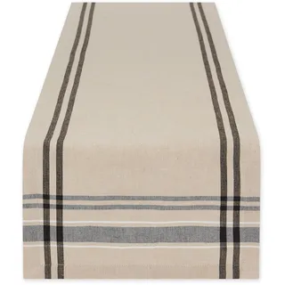 DII Tischläufer im Landhausstil, gestreift, französischer Stil, 35,6 x 182 cm, Taupe/Schwarz