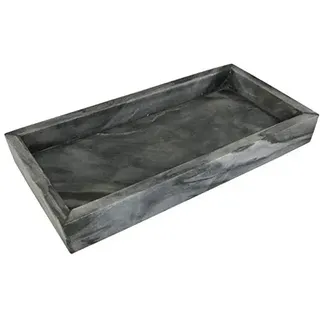Marmortablett - Tablett aus grauem Marmor - Marble Tray - Dekotablett - Serviertablett - rechteckig - Marmoroptik - dunkelgrau - 15x30x4cm