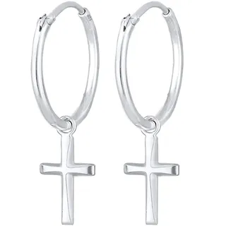 Elli Ohrringe Damen Creolen Kreuz Religion 925 Silber