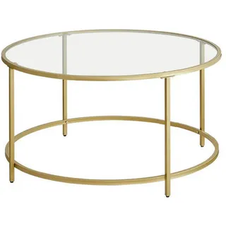 VASAGLE Couchtisch Glas gold 84,0 x 84,0 x 45,5 cm