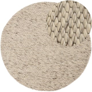 carpetfine Wollteppich »Sina«, rund, 14 mm Höhe, grobe Struktur, Zeitloses Design, reine Wolle, Wohnzimmer beige